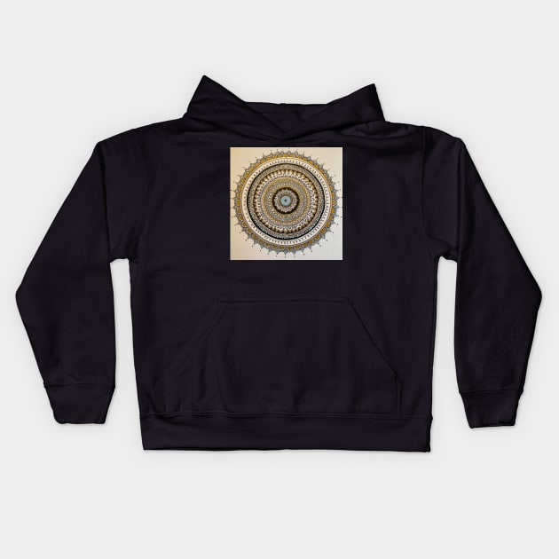 Blue and Gold Mandala Kids Hoodie by Winglightart